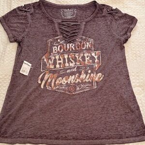 Women’s Lace-Up Bourbon Whiskey Graphic Tee - Plum
